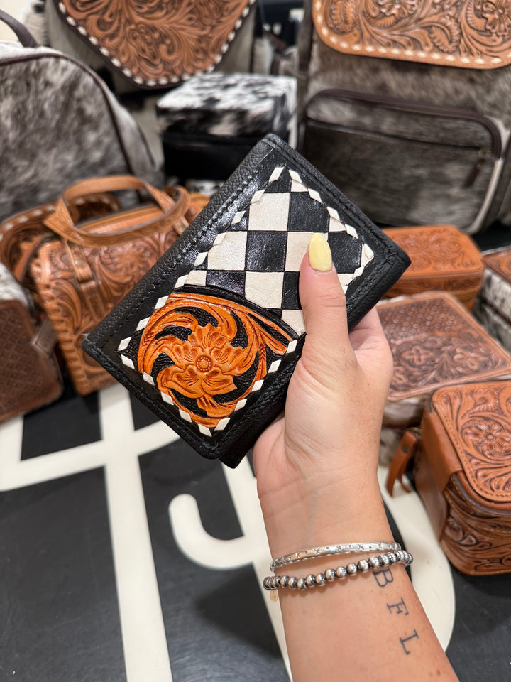Check Tooled Trifold Wallet