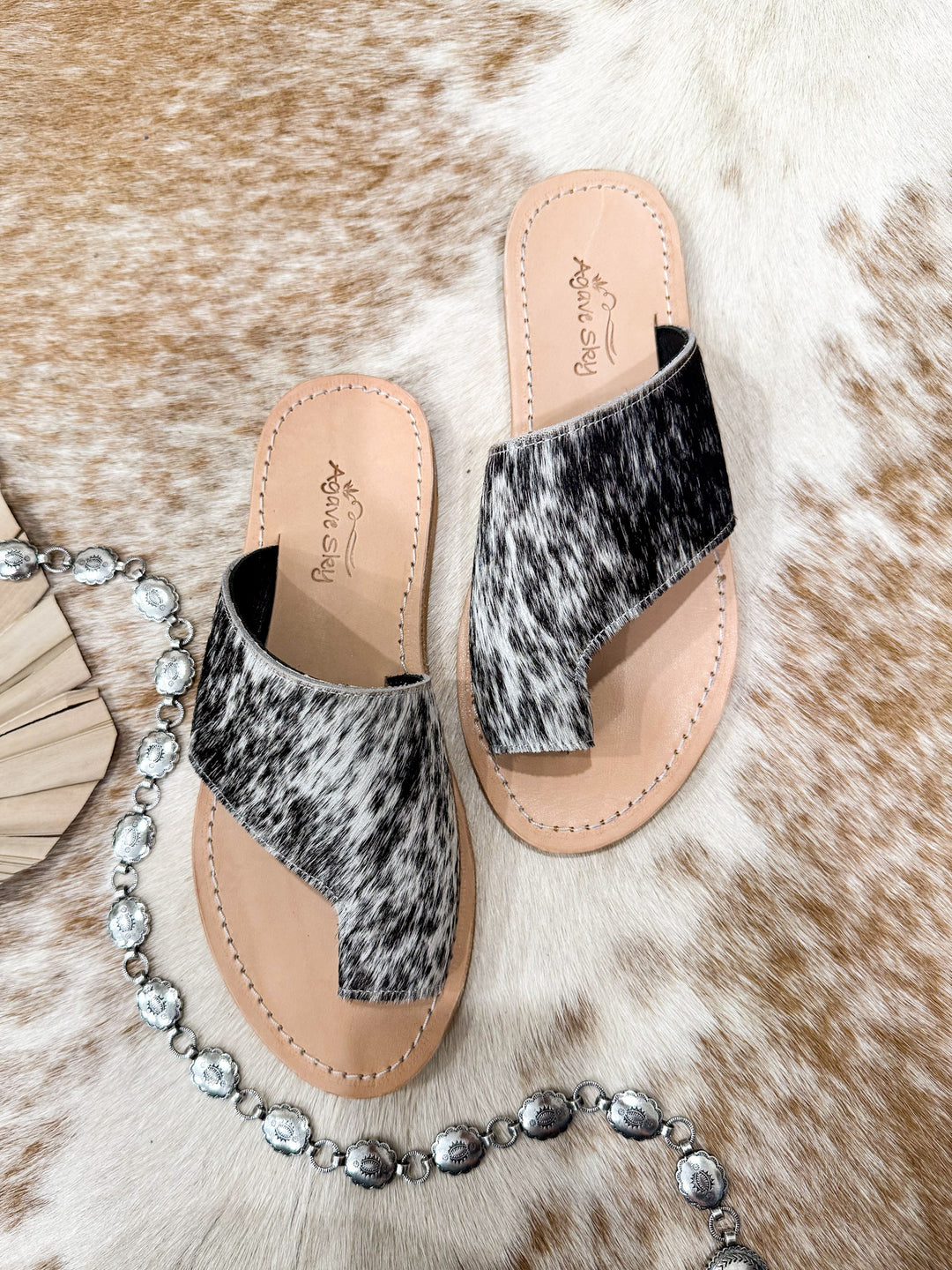 Agave Sky Cowhide Toe Sandal
