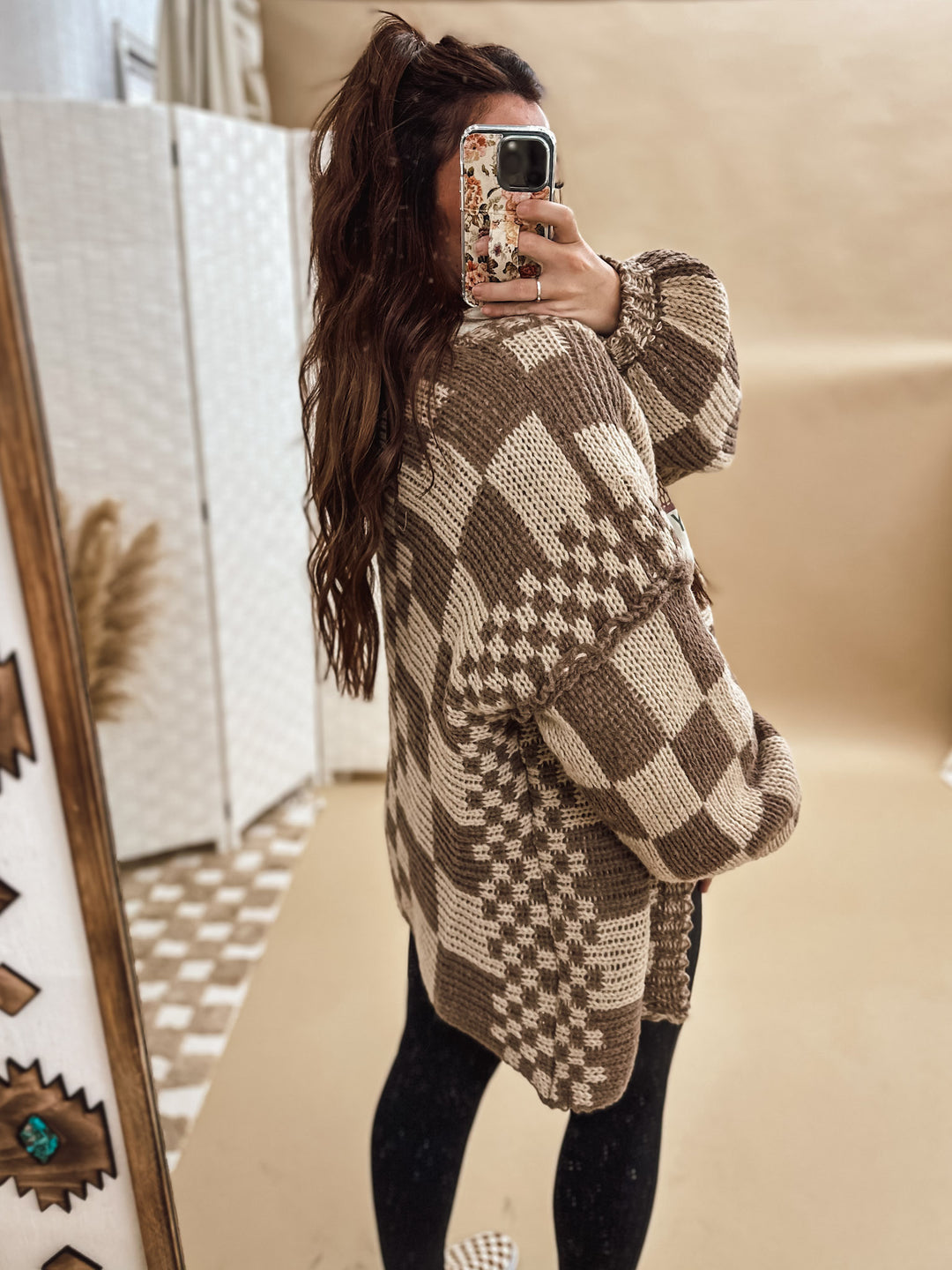 Check Mate Cardigan: Mocha