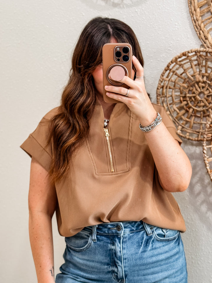 Kelsie Top: Deep Camel