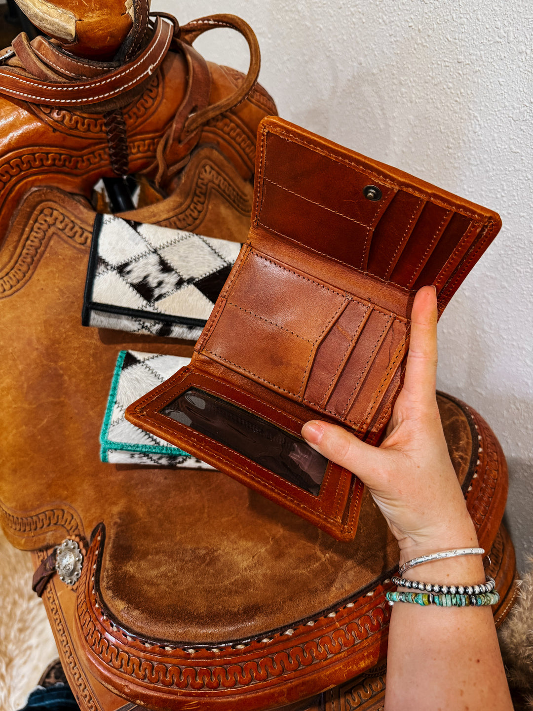 Diamond Cowhide Trifold Wallet