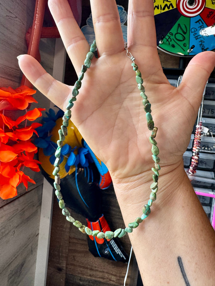 Green Nugget Turquoise Choker - 14”