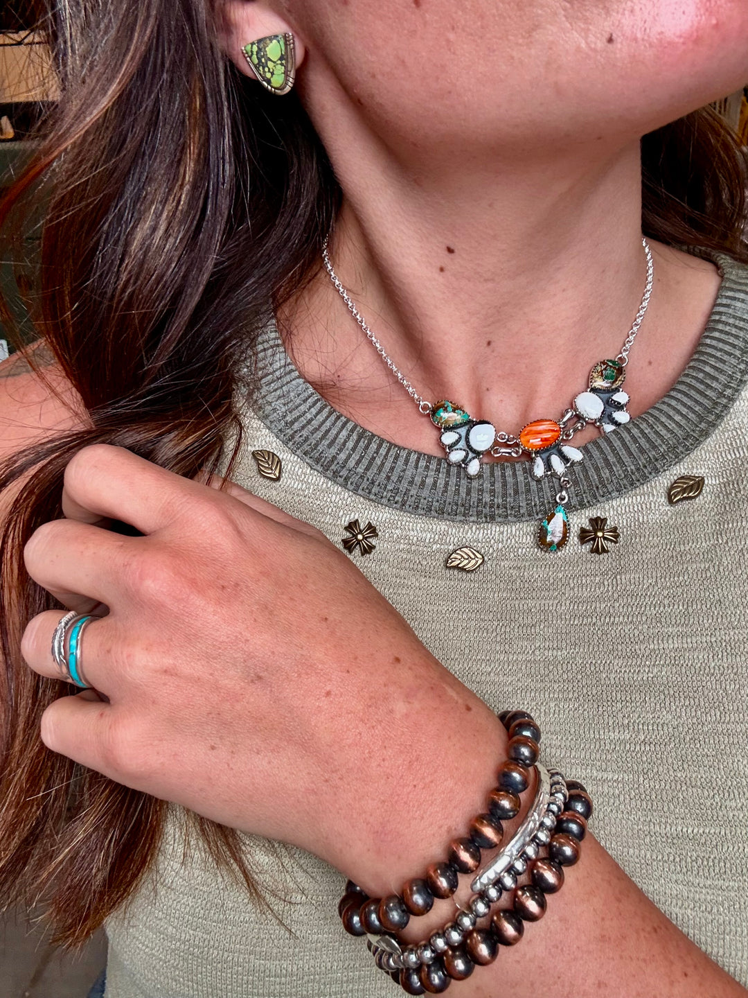 Snake Charm Multi-stone Turquoise Necklace