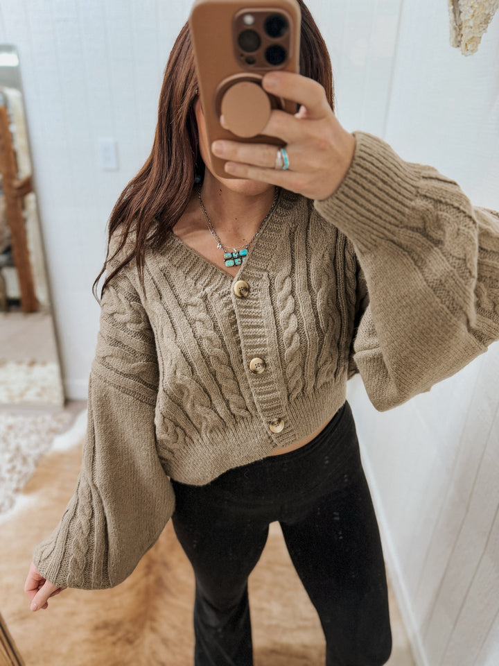 Chunky Knit Cardigan: Mocha