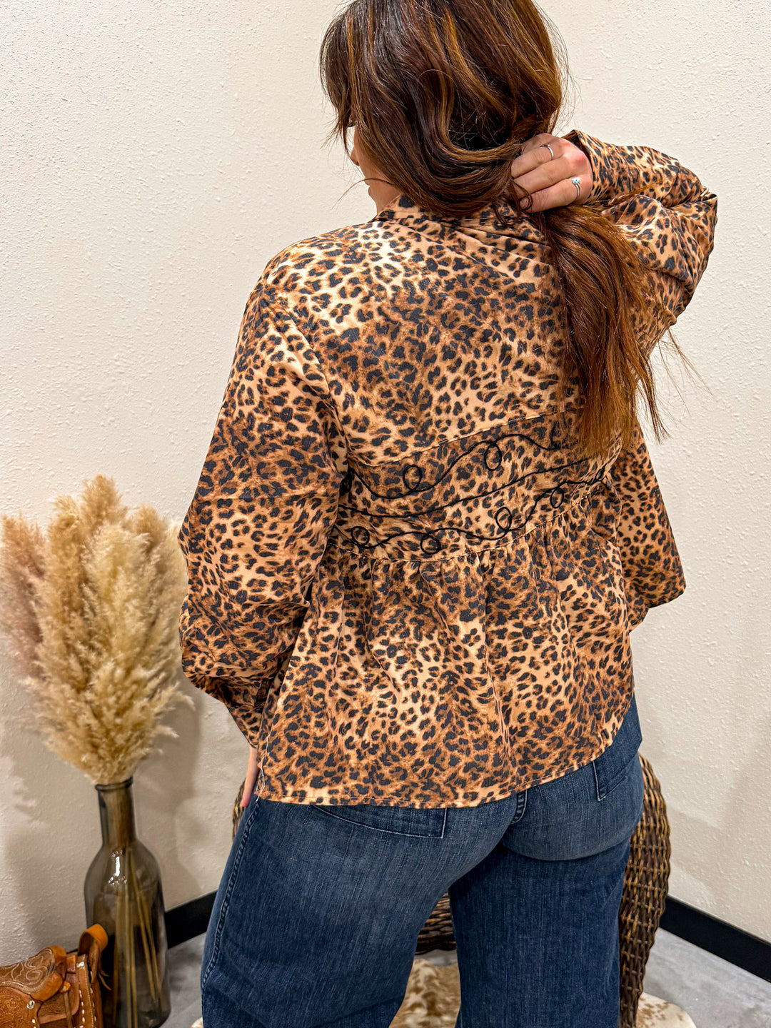 Loopty Leopard Snap Up Top