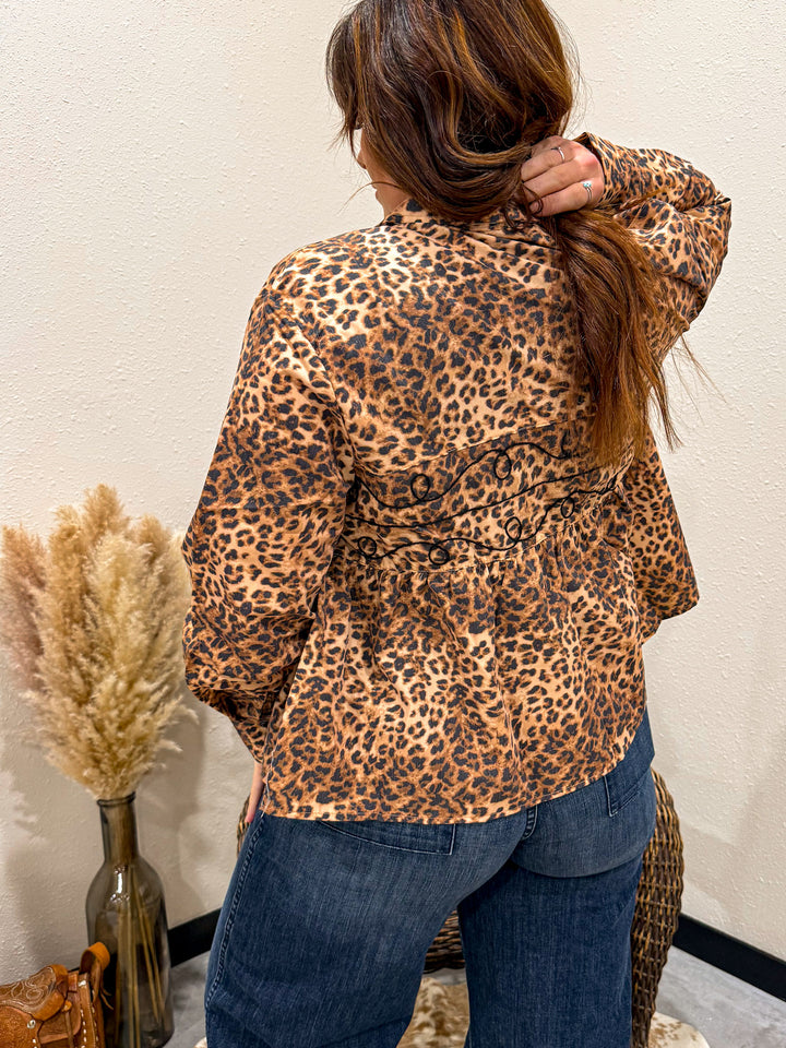 Loopty Leopard Snap Up Top