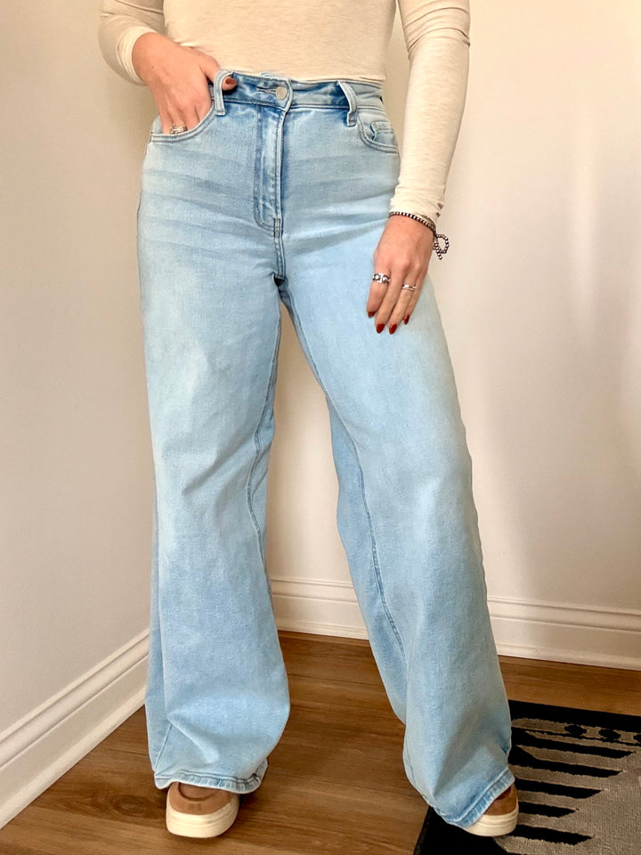 Cello: Evermore Wide Leg Jeans - Light Wash