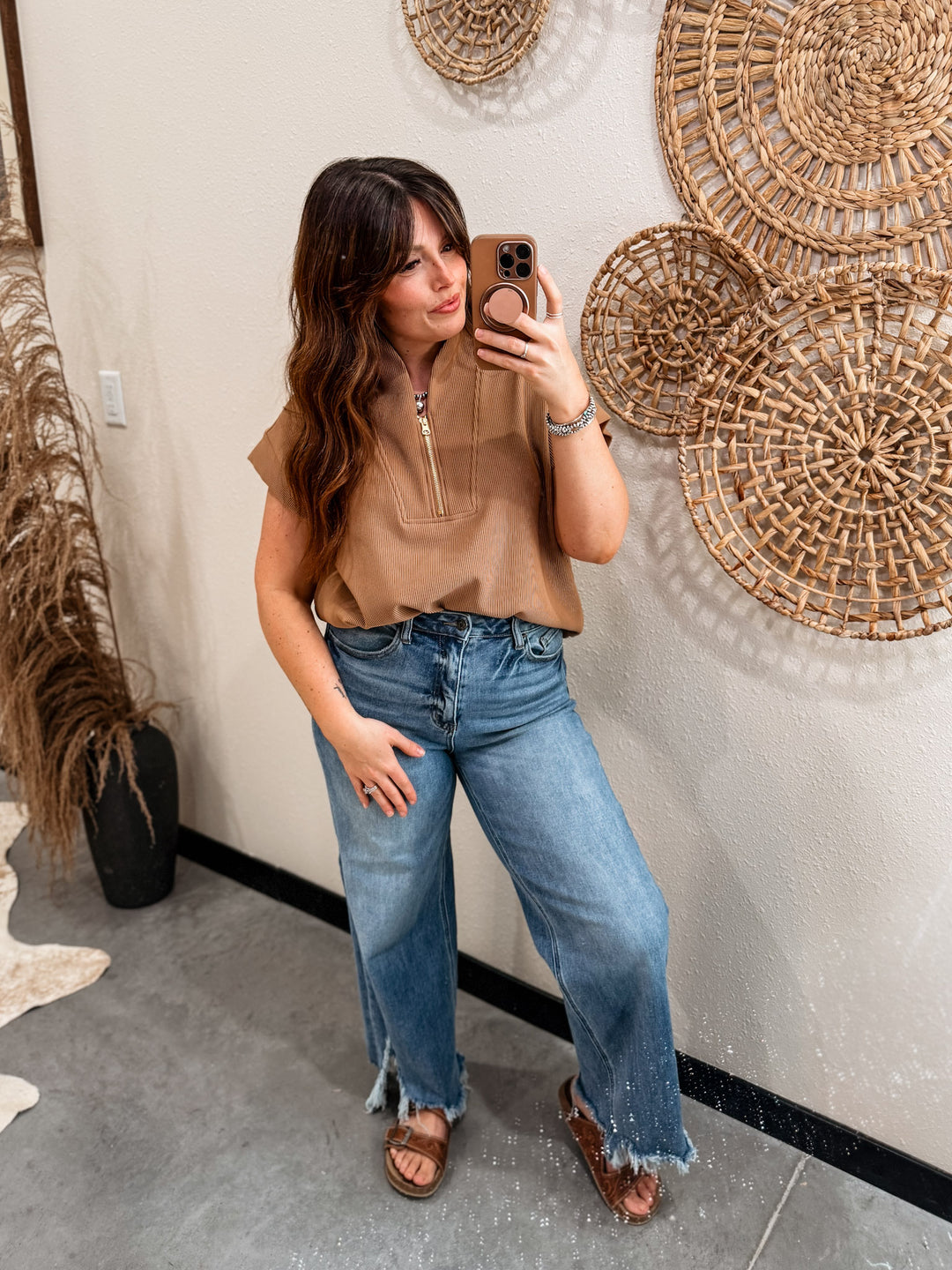 Kelsie Top: Deep Camel