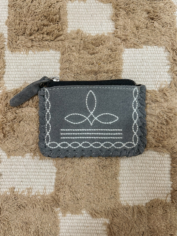 Boot Stitch Coin Purse: Grey