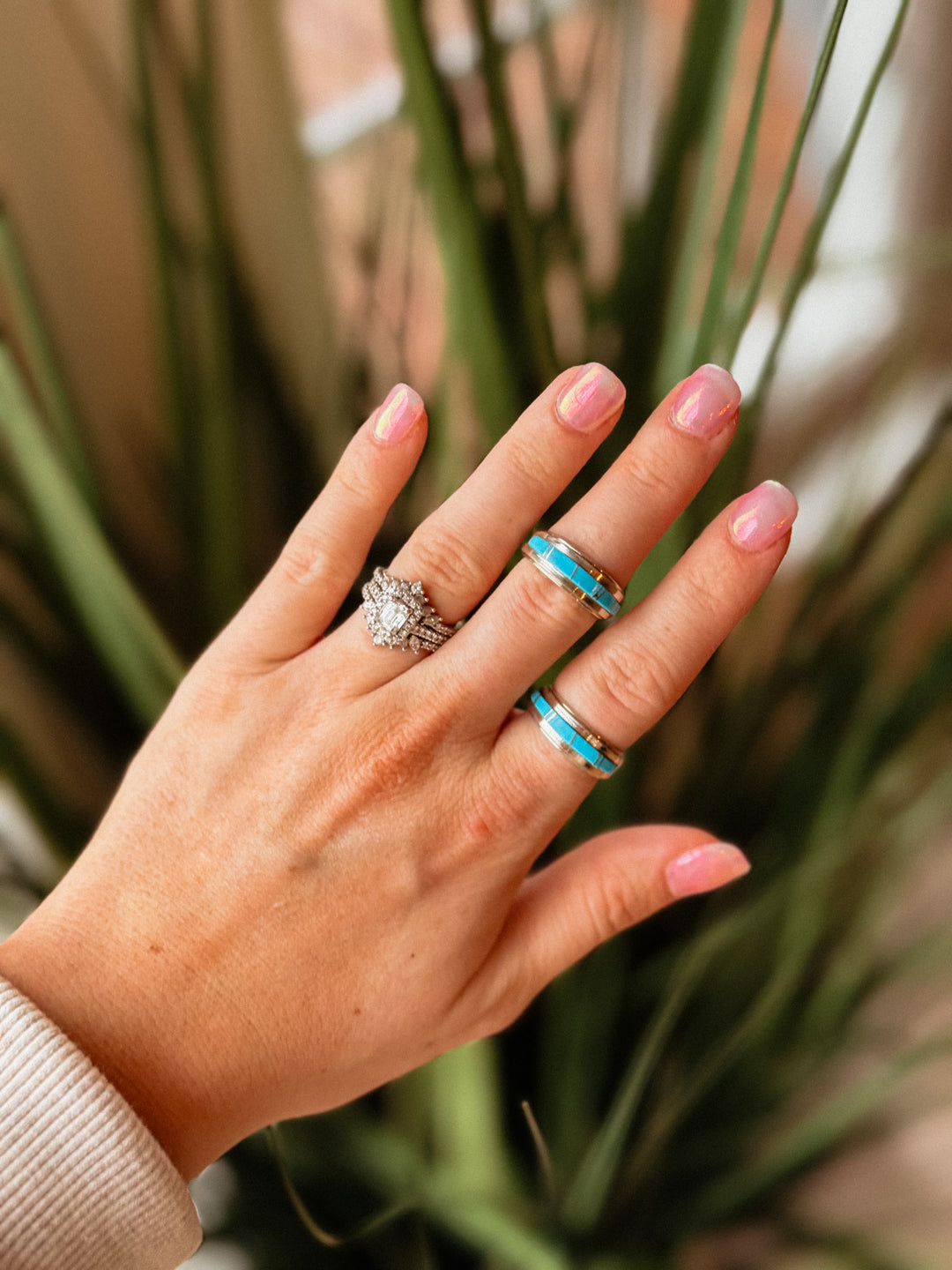 Turquoise Wedding Band/Stacker Ring