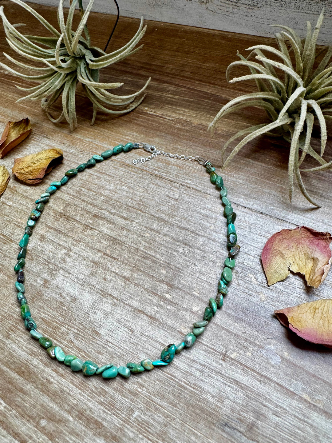Green Nugget Turquoise Choker - 14”