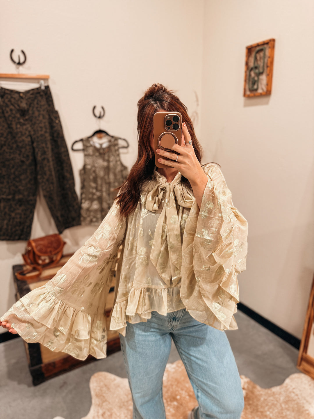 Saguaro Chiffon Top: Golden
