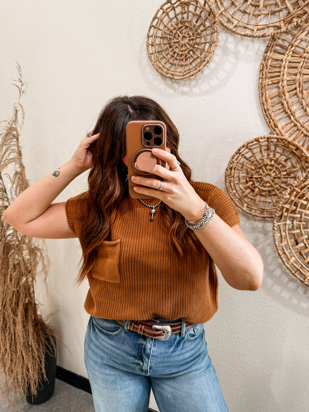 Sedona Knit Vest: Deep Camel