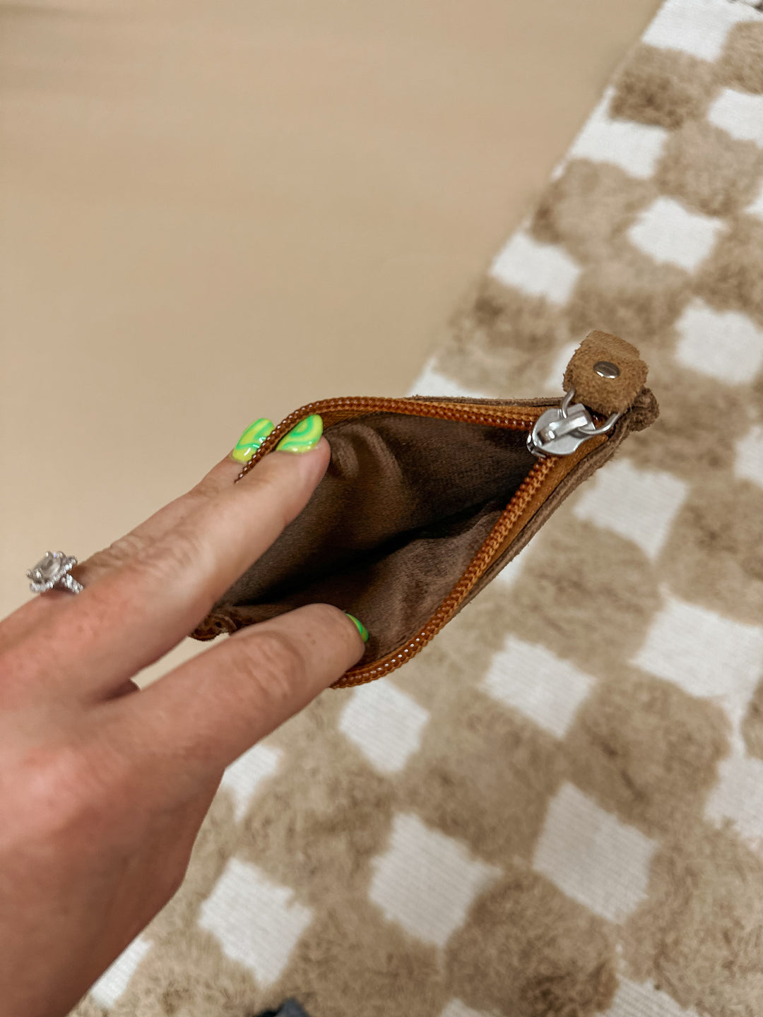 Boot Stitch Coin Purse: Brown