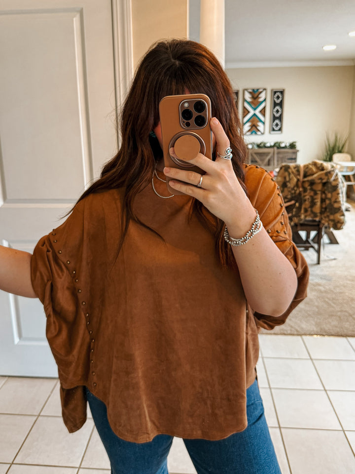 Suede & Stud Espresso Top