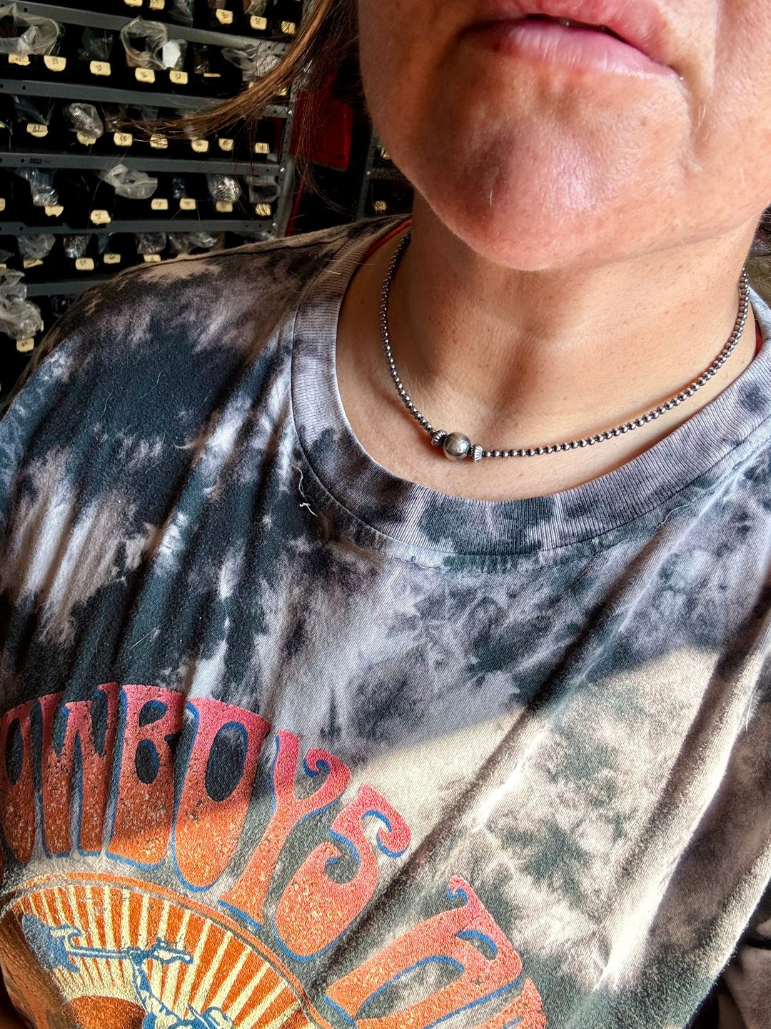 Silver Pearl Chocker - 14” - 3 mm & 10 mm