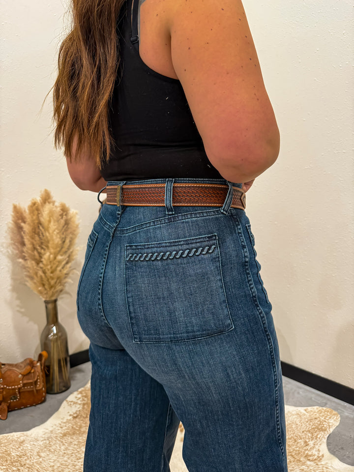 Double Up Tooled Leather Belt