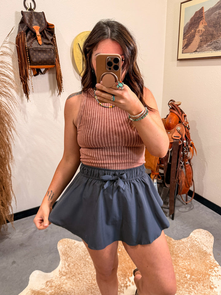 Core Pedal Skort: Ash Grey