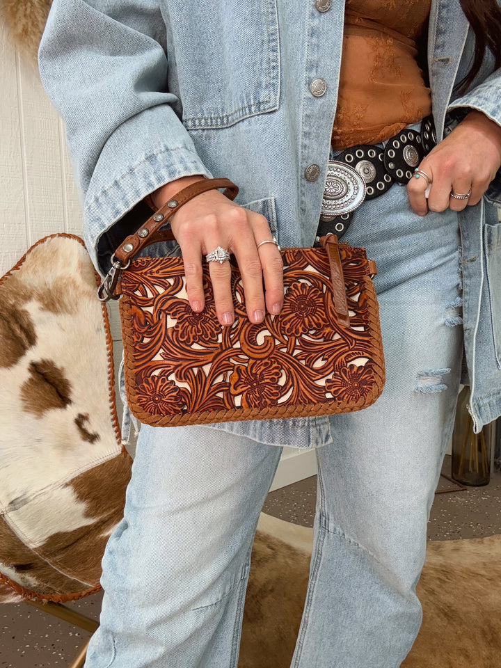 Sterling Tooled Clutch Crossbody