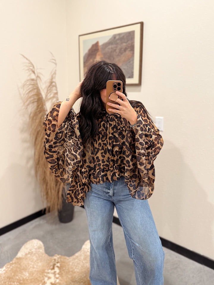 Saguaro Chiffon Top: Cheetah