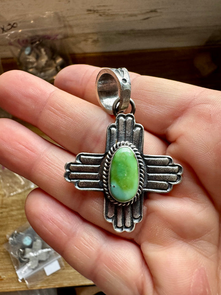 Zia Sonoran Gold Turquoise Pendant – K. Billah – Fits 8mm