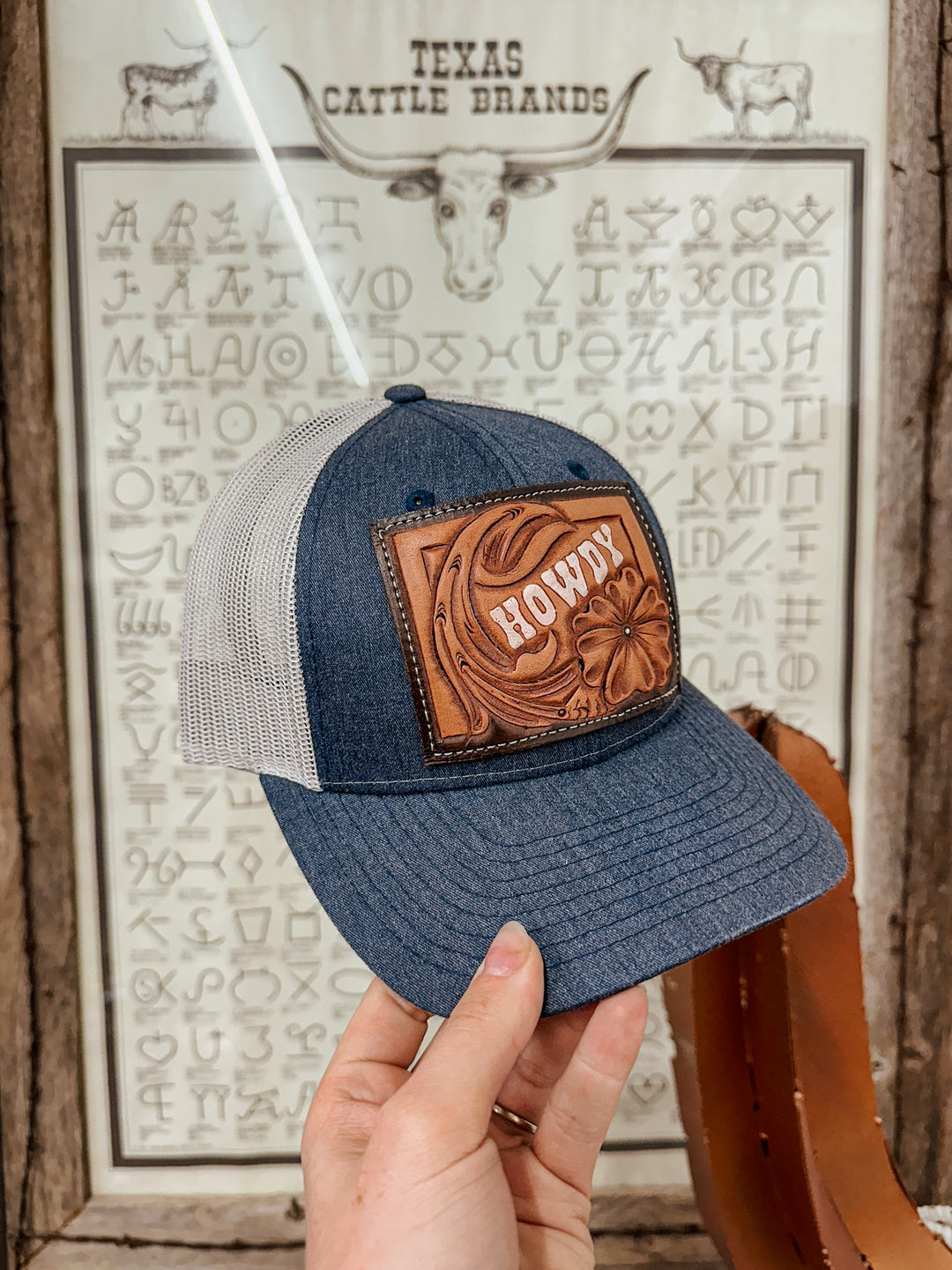 HOWDY Tooled Hat: Denim