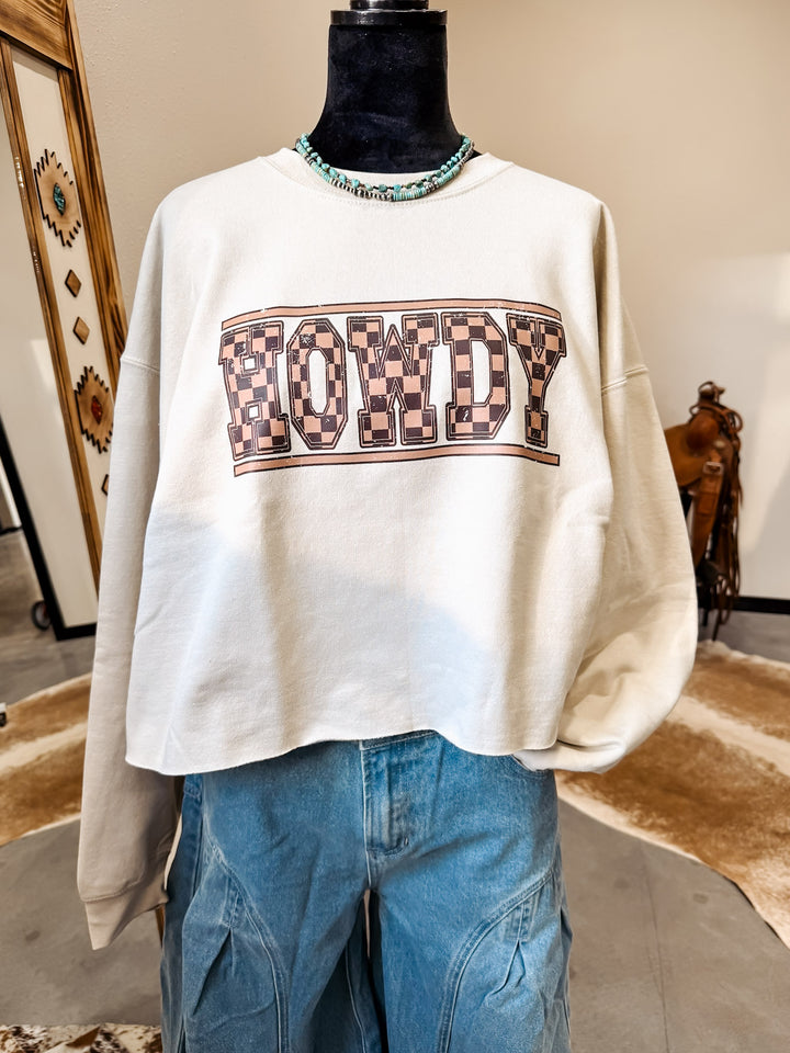 Howdy Checkered Crewneck