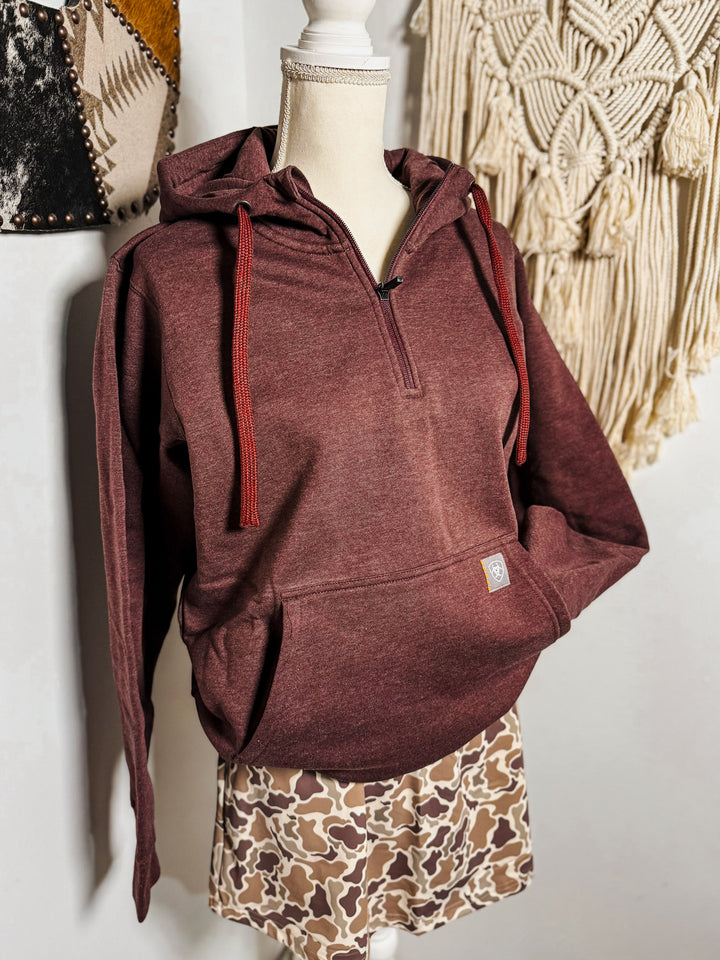 Ariat 1/2 Zip Hoodie: Burgundy