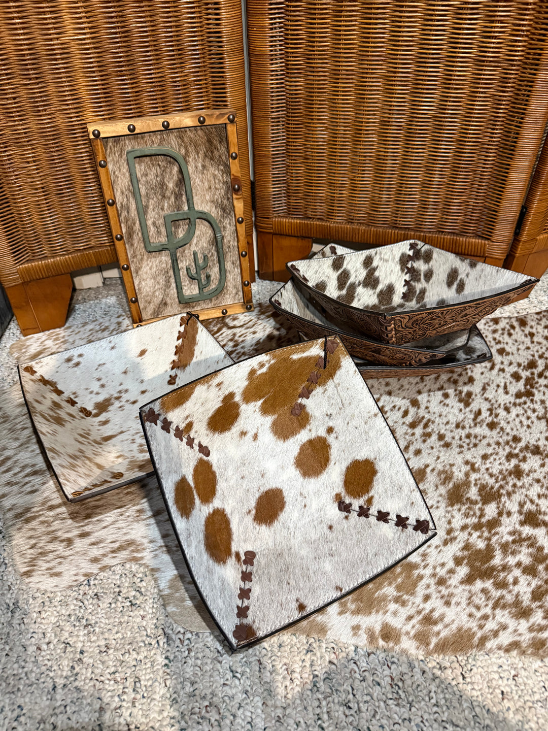 Cowhide & Leather Decorative Bowl