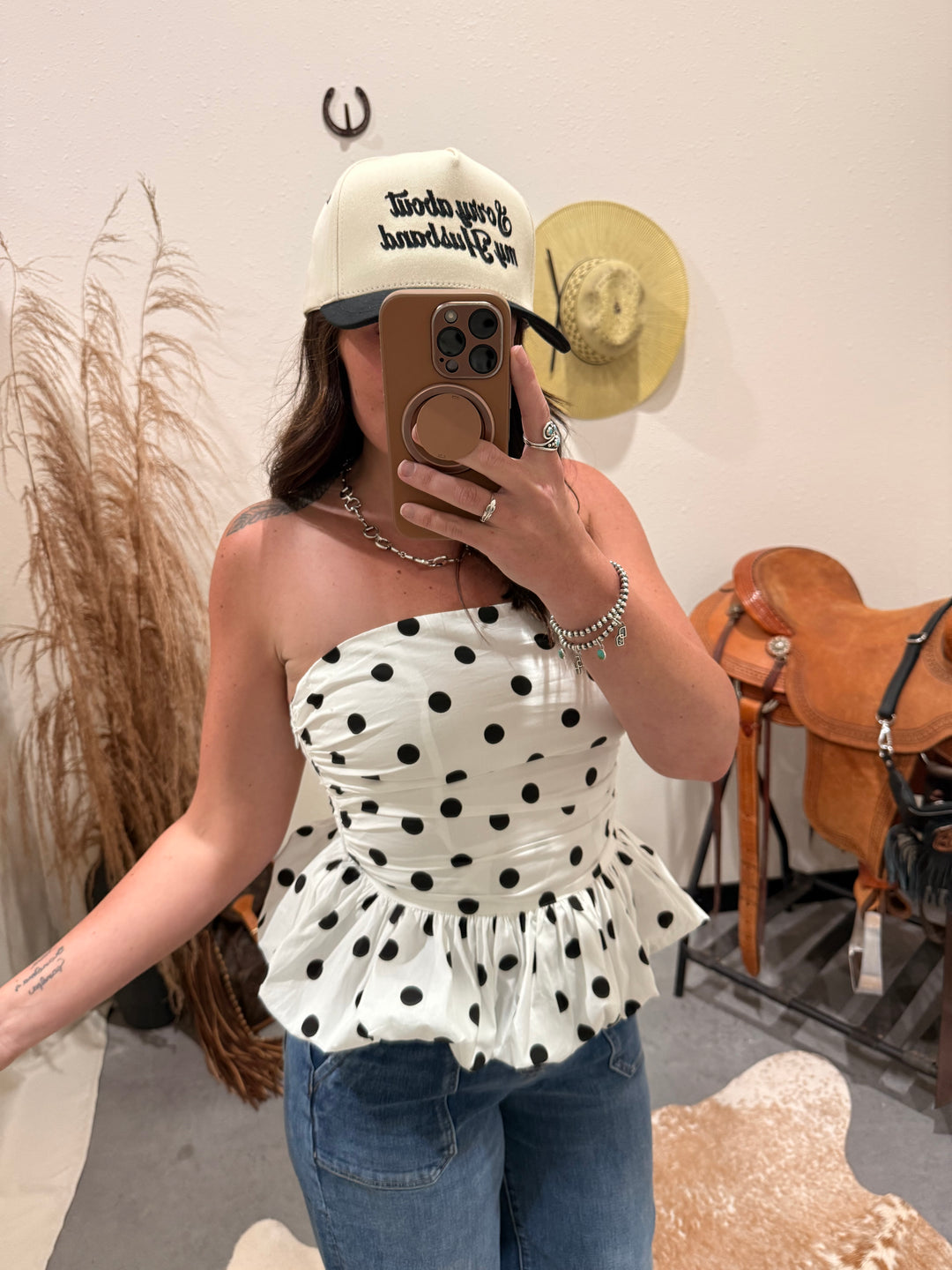 Polka Dot Peplum Top