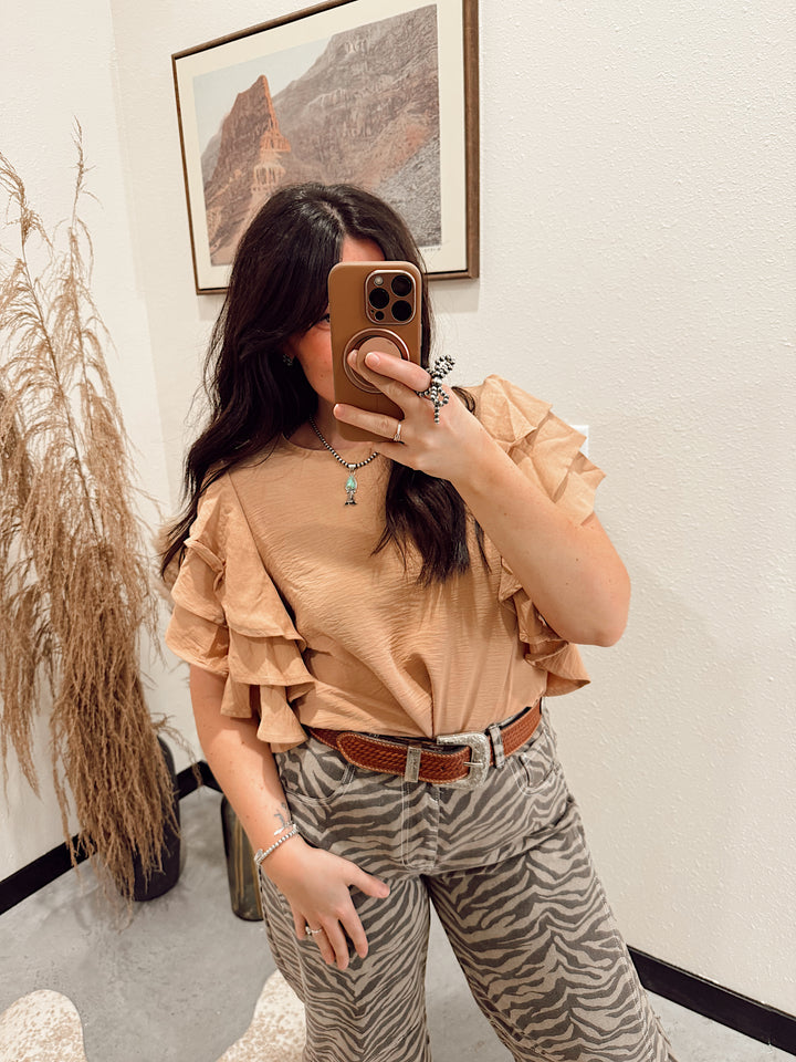 Sabrina Ruffle Blouse: Creamsicle