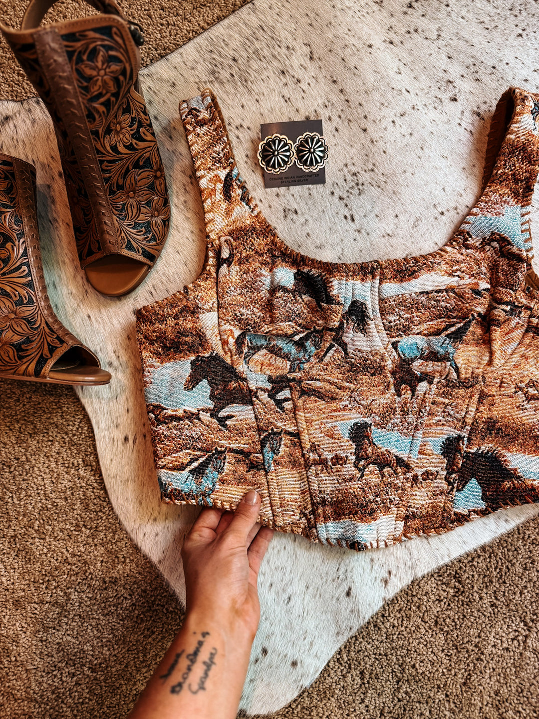 Wild Horses Corset Top with Straps