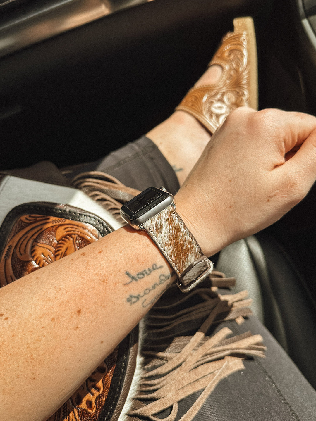 Cowhide Watch Band: Tan