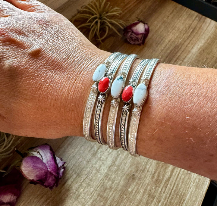 White Buffalo or Red Spiny Cuff Bracelet