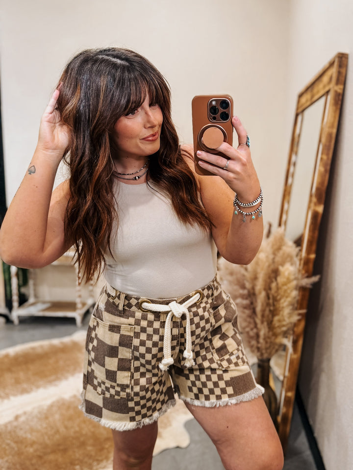 Cocoa Check Shorts