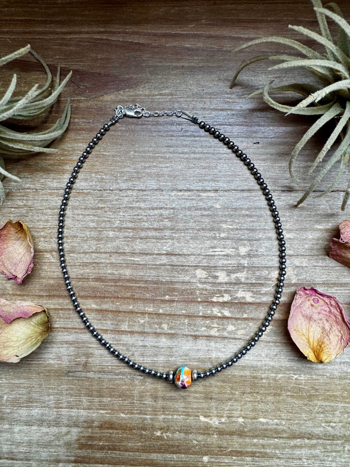 Silver Pearl & Mojave Choker - 14”