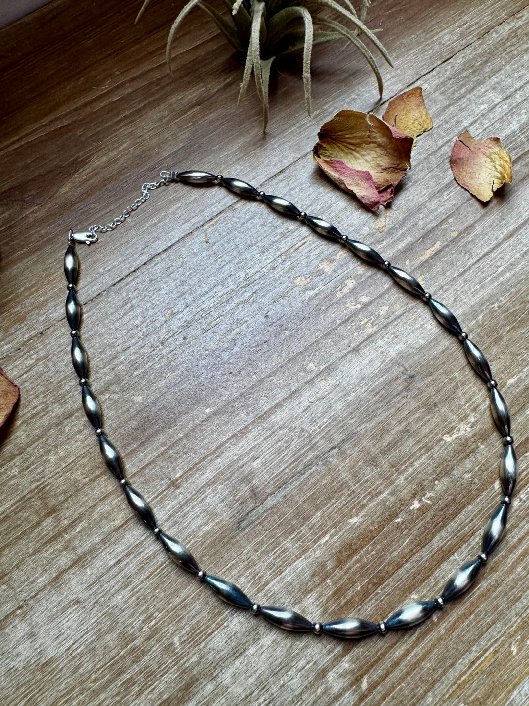 Sterling Torpedo Pearl Necklace - 17”