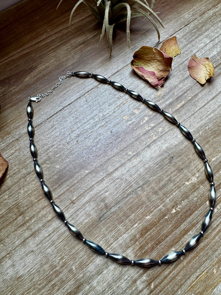 Sterling Torpedo Pearl Necklace - 17”