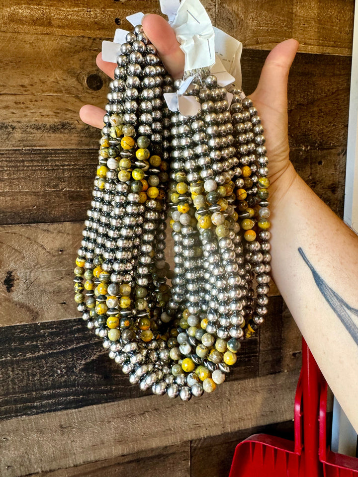 Bumble Bee & Pearl Necklace - 18” - 8 mm