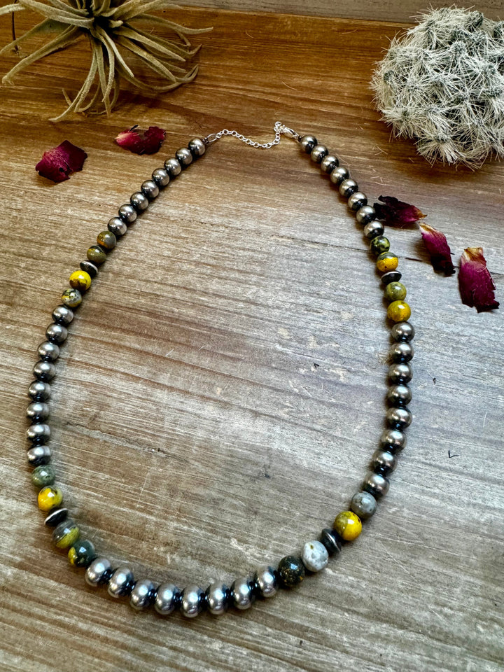 Bumble Bee & Pearl Necklace - 18” - 8 mm