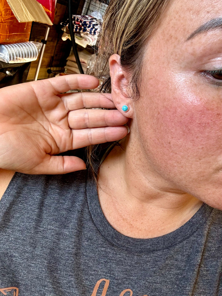 Mini Stud Magnesite Turquoise Earrings