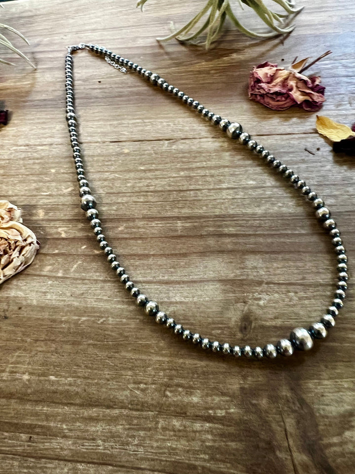 Graduated Silver Pearl Necklace - 18” - 4 through 8 mm