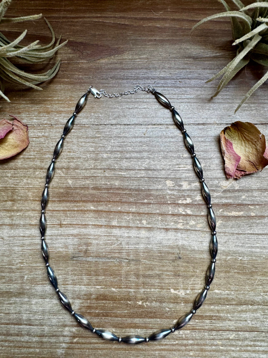 Sterling Torpedo Pearl Necklace - 17”