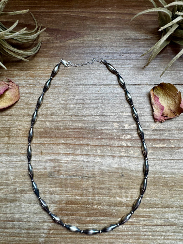 Sterling Torpedo Pearl Necklace - 17”