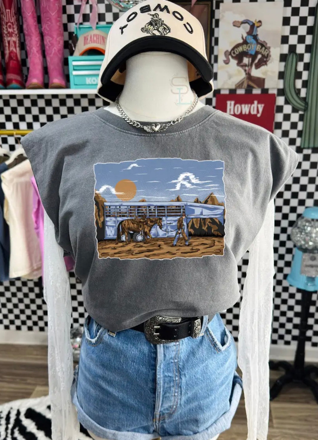 Cowboy Blues Muscle Tank