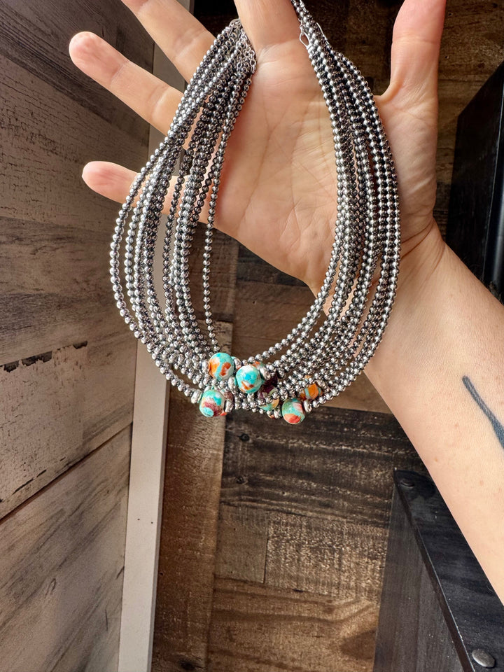 Silver Pearl & Mojave Choker - 14”