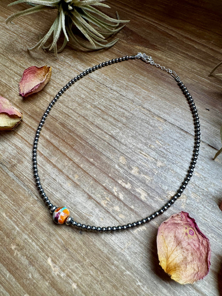 Silver Pearl & Mojave Choker - 14”