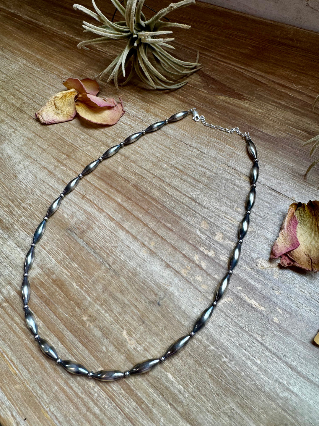 Sterling Torpedo Pearl Necklace - 17”