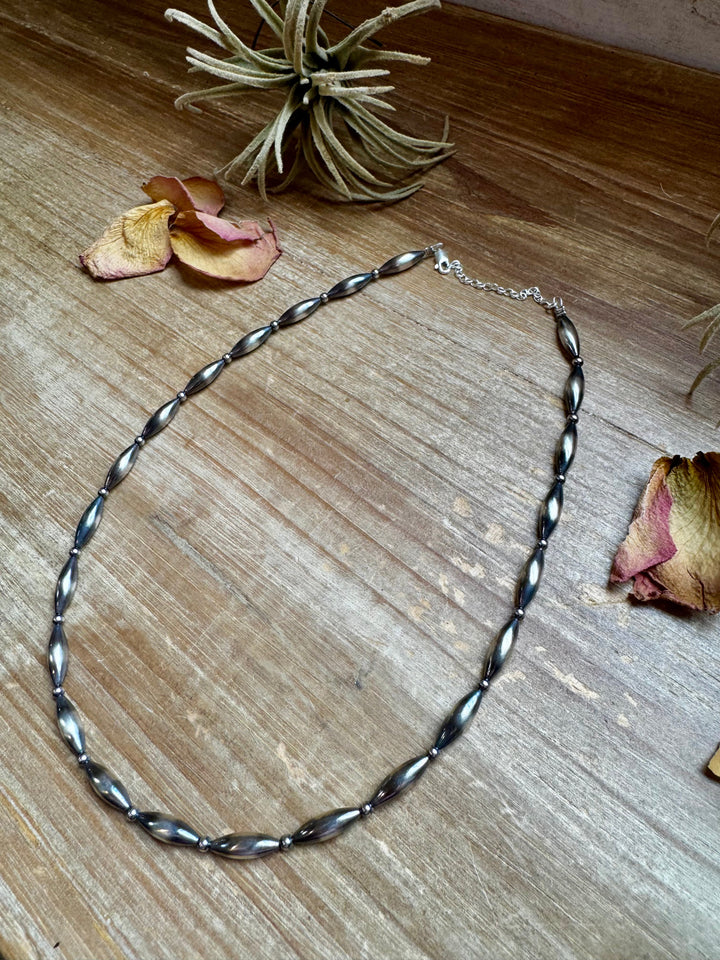 Sterling Torpedo Pearl Necklace - 17”