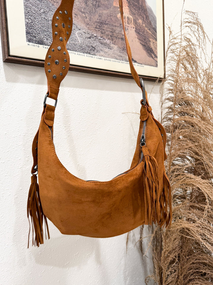 Half Moon Fringe Buckle Hobo Bag